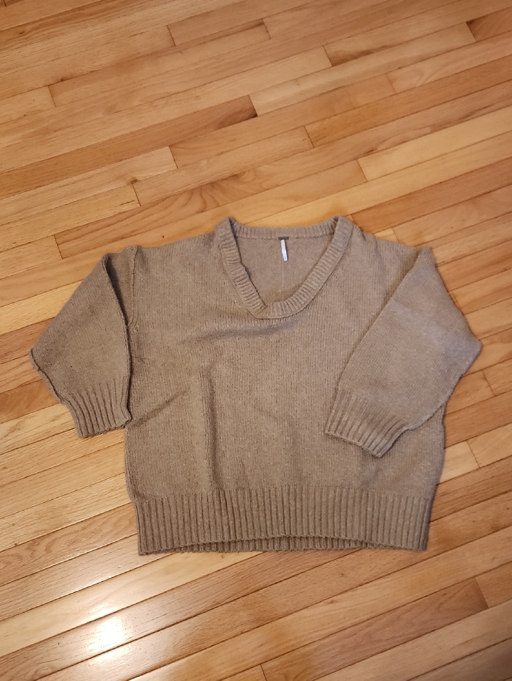 Free People V-Neck Sweater in Taupe